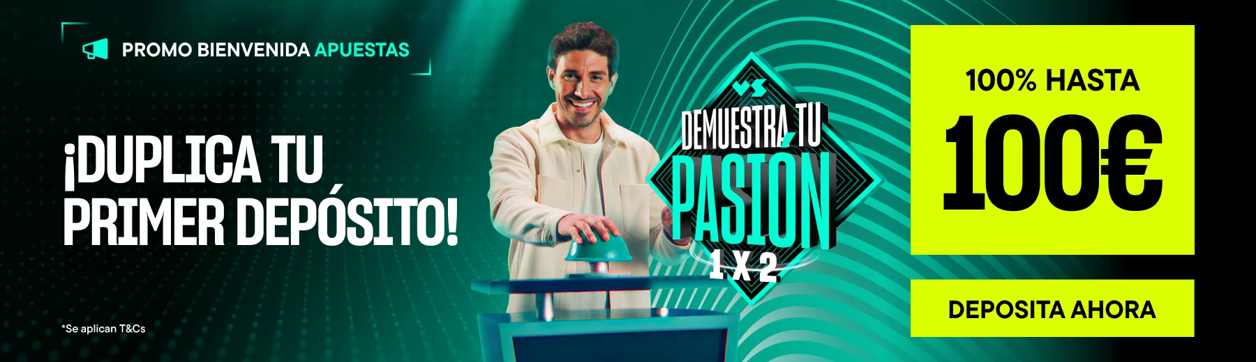 Pantalla de bienvenida de Apuestas versus mostrando opciones de juego y bonos