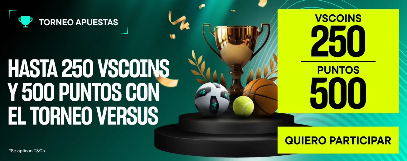 Interfaz del torneo de apuestas en la aplicación móvil de Versus